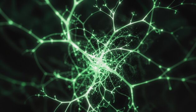Bioluminescent Neural Network Abstract Fractal Background