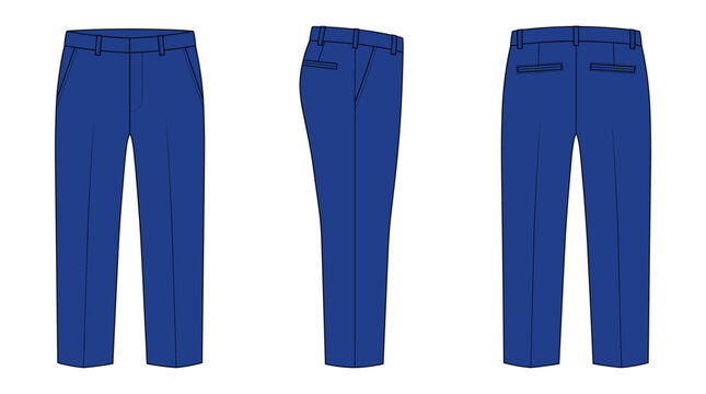 Uniform pants with front side and back views workwear apparel mockup template vector illustration