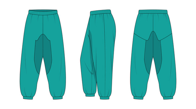 Harem pants with front side and back views apparel mockup template vector illustration