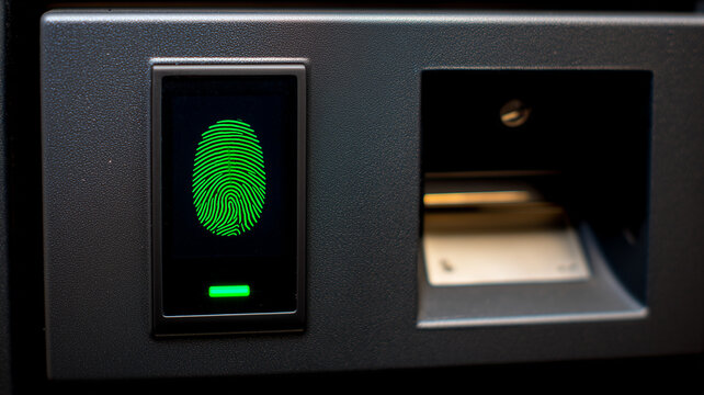 A fingerprint scanner beside a card slot on a secure access terminal, symbolizing biometric authentication

