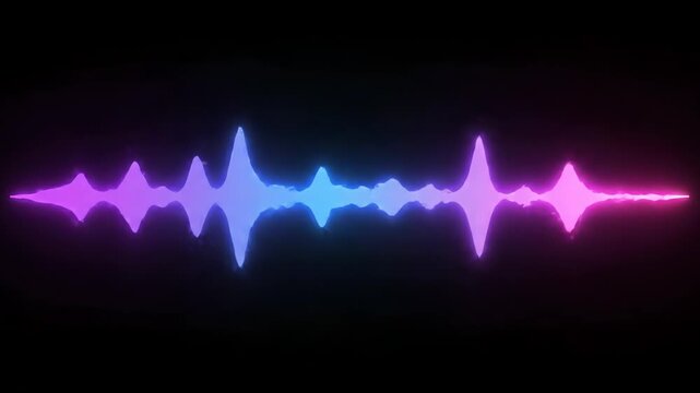 Abstract neon audio wave visualization on black background