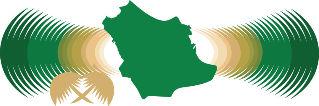 Art & IllustrationSaudi Arabia Map Vector Design with National Flag Colors and Palm Tree Accents for National Day Founding Day and Patriotic Celebrations
