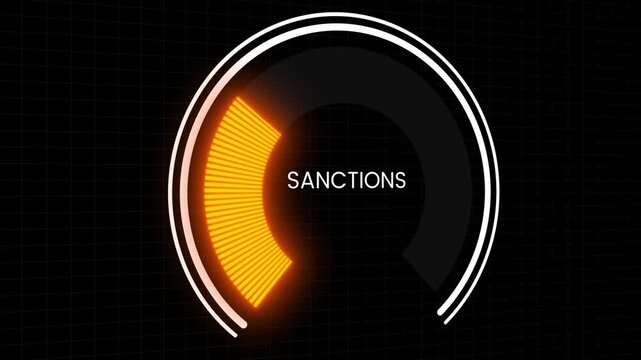 Futuristic economic sanctions level animation isolated on black background