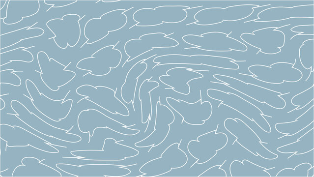 White outline abstract clouds seamless pattern on blue background vector