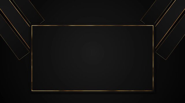 Elegant black gold rectangle frame clean metallic border, dark luxury panels, modern empty center space. premium titles, logo reveals, invitation videos, corporate promos, and classy overlays.