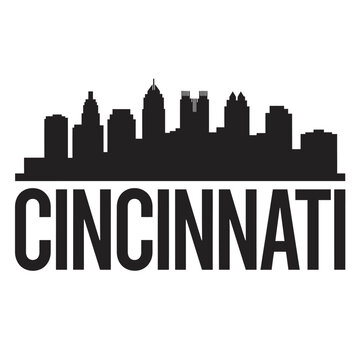 Cincinnati Skyline Silhouette Against White Background Urban Cityscape