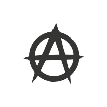 Anarchy symbol silhouette on a white background bold graphic design