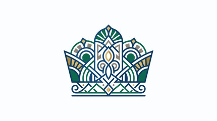 Ornate green and gold tiara crown graphic design. © Termos