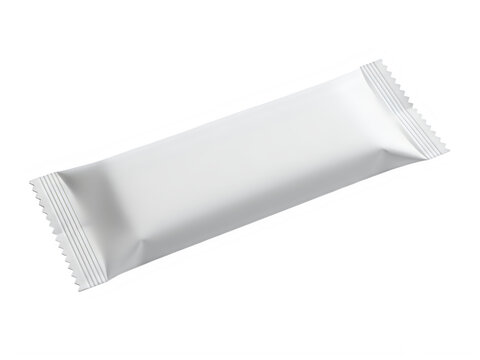 Blank white snack bar wrapper mockup isolated on transparent background