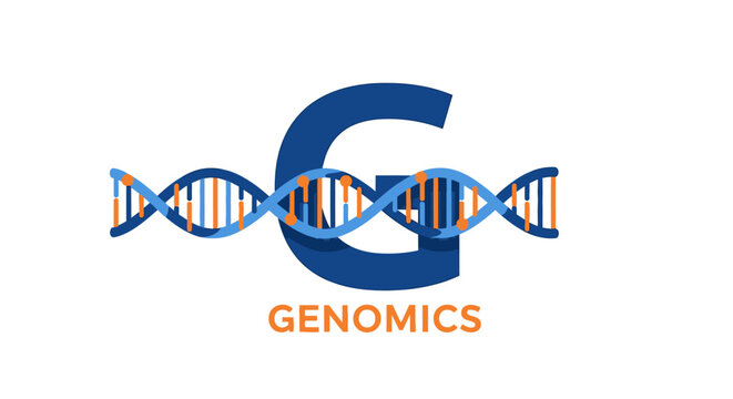 Modern Genomics Logo Design with DNA Double Helix and Letter G on White Background