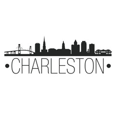 Fototapeta premium Charleston Skyline Silhouette With City Name Black On White Background