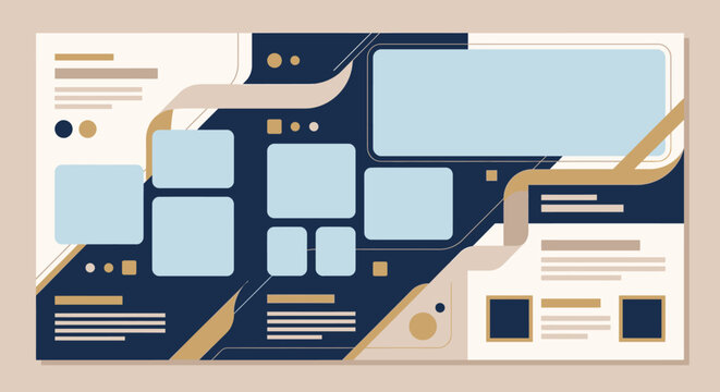 Blue and gold abstract tech dashboard UI interface.