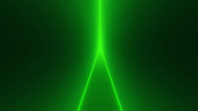 Green laser light beams converging into a glowing apex in a seamless 3D animation loop with futuristic neon energy for modern event backdrops