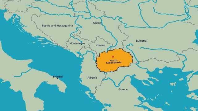 North Macedonia Map Animation Locator Zoom 4K Motion Graphic
