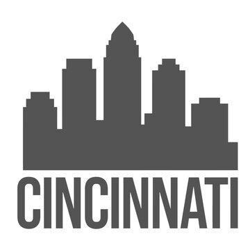 Cincinnati Skyline Silhouette Against White Background architecture