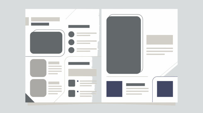 Creative brochure spread design with modern placeholder blocks.