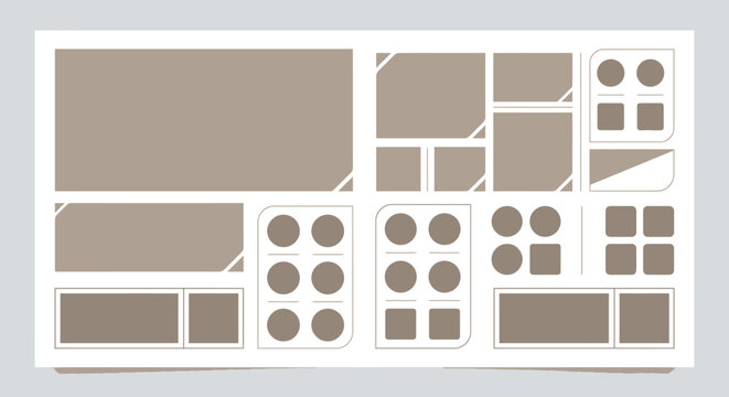 Beige and brown minimalist dashboard wireframe layout.