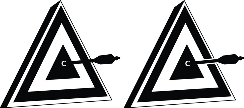 Penrose Triangle Illustration With Arrow Black And White Vector Graphic