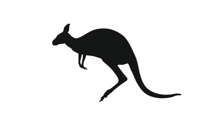 Fototapeta premium Kangaroo silhouette stands in a dynamic jumping pose isolated on a bright white background to create a striking visual element suitable for branding or educational materials needing clear imagery.