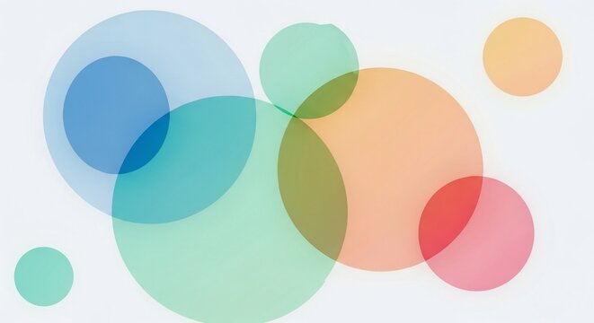 Abstract background with overlapping colorful circles of various sizes.