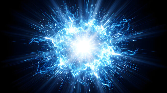 Electric Blue Energy Sphere Burst with Radiant Rays