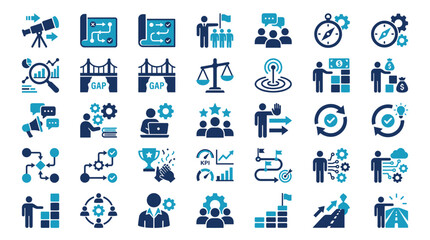 Fototapeta premium Set of business strategy and project management icons.
