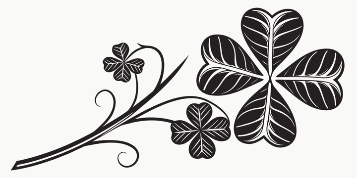 Black shamrock silhouette, st. patrick's day theme clover