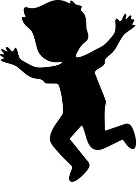 Joyful Child Silhouette Jumping With Arms Raised in Celebration