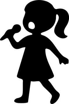 Silhouette of a Young Girl Singing into a Microphone with Enthusiasm