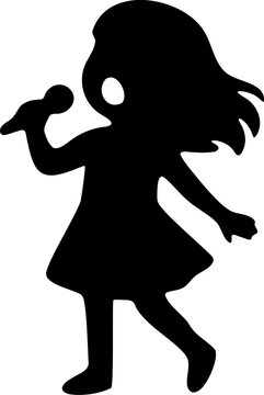 Silhouette Of A Young Girl Singing Into A Microphone With Joyful Expression