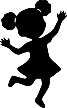 Joyful Silhouette of a Young Girl Dancing with Arms Raised High
