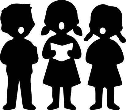 Children Singing Together In Silhouette With Open Book