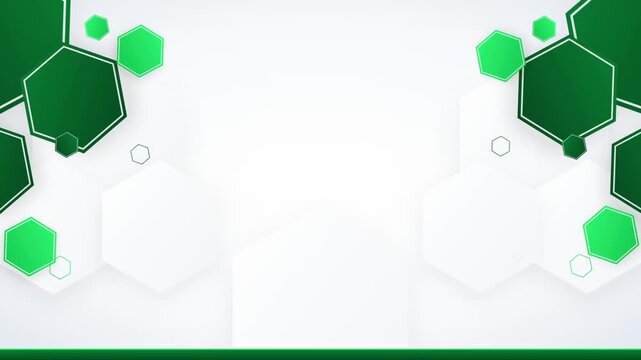 Abstract green hexagon pattern background featuring geometric shapes and modern technology connectivity concept design
