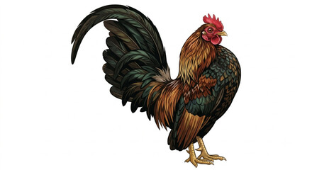 Proud Rooster Standing Isolated on White Background Vector Illustration © Hendri