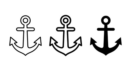 Nautical anchor icon set, marine symbol vector, sea travel and maritime adventure graphic resource © MST