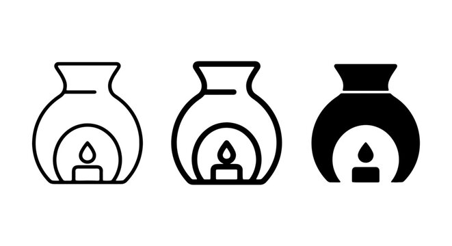 Aromatherapy diffuser icon set, essential oil burner vector, candle warmer graphic resource