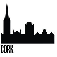 Obraz premium Cork city skyline silhouette against a white background