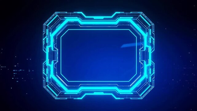 Futuristic blue neon geometric frame
