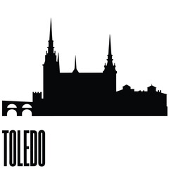 Fototapeta premium Toledo Cathedral Silhouette Against White Background architecture