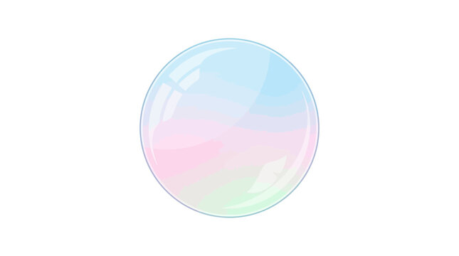 Iridescent Soap Bubble with Pastel Colors and Reflections