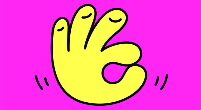 OK. Hand sign. Gesture fingers. Pop art ok hand gesture sign, cute cartoon ok hand gesture symbol, comic palm arm graphic design elements social media badges patches artwork. Vector Illustration