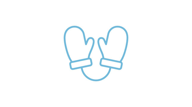 Linked winter mittens on string line icon.