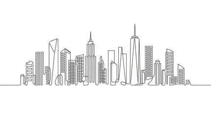 Fototapeta premium Minimalist continuous line drawing of city skyline.