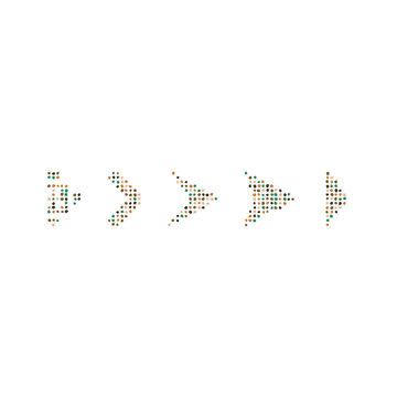 Set of abstract pixel art arrow icons for digital design