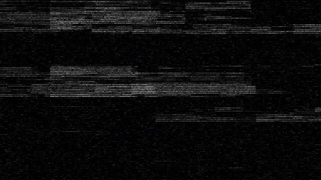 Digital Television Static Texture with Horizontal Signal Interference, Analog Noise and Glitch Distortion. Digital Static Glitch Overlay with Horizontal TV Noise Texture