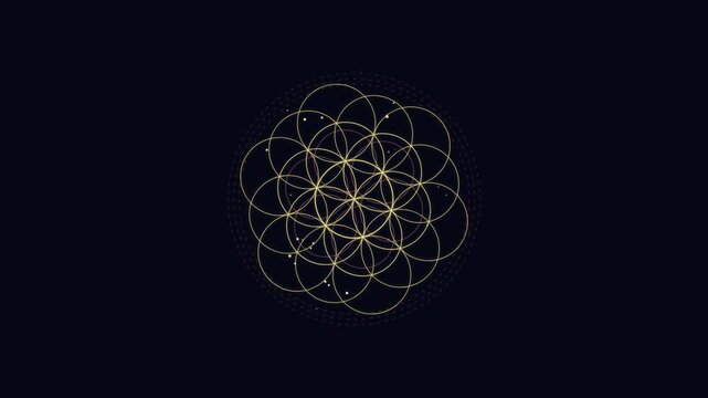 Abstract geometric animation of the sacred flower of life symbol