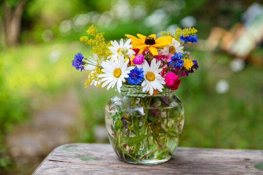 Beautiful bouquet with summer flowers 