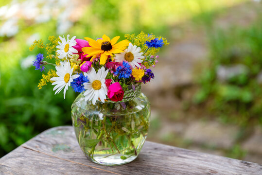 Beautiful bouquet with summer flowers 