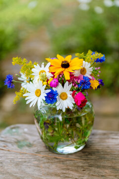Beautiful bouquet with summer flowers 