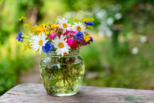 Beautiful bouquet with summer flowers 